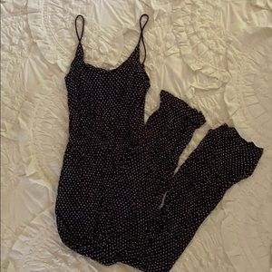 H&M Soft Dark Blue & White Diamond Print Jumpsuit